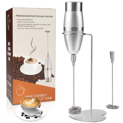 China Good Quality Portable Frother Milk Coffee Battery Refill Silver Handheld Blender Outdoor Eggbeater with 2 Beater Head for sale