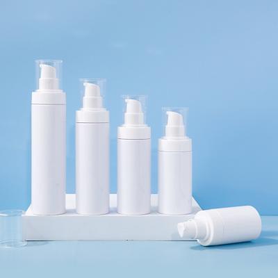 China PET Lotion Bottle 100ml Simple Transparent White Plastic Press Bottle Cosmetic Bottle for sale