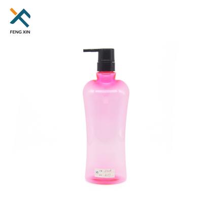 China Good Quality Pink 800ml Personal Care Container Economic Transparent Empty Cosmetic PET Pump Plastic Lotion Bottle for sale