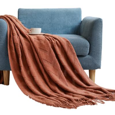 China Inyahome Wearable Textured Super Soft Knitted Throw Blanket With Tassels Warm Fluffy Comfortable Plush Knit For Fall Couch Bed Sofa for sale