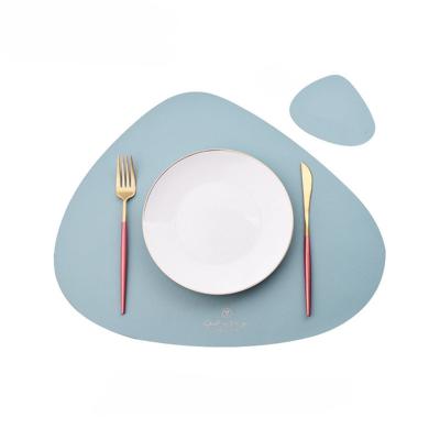 China Inyahome Summer Home PU Kitchen Table Mats Valentine Leather Place Mat Kitchen Accessories Dinner Desk Mat for sale