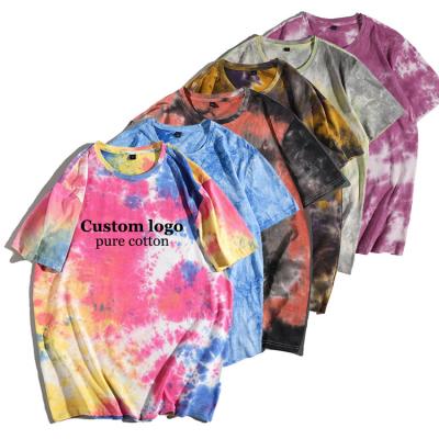 China High Quality Unisex Anti-Wrinkle Tee Plain 100% Cotton Short Sleeve Tie Dye T Shirt Plus Size T-shirts for sale