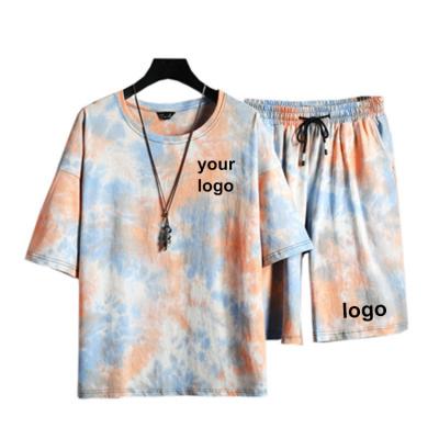 China Breathable High Quality Two Piece Unisex T-shirt Cotton Custom Made Set Tie Dye T-shirt Tie Dye Set for sale