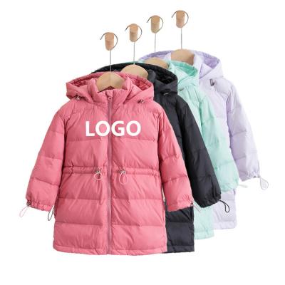 China 2021 Casual New Fashion Winter Jacket Kids Girls Warm Winter Hooded Jacket Long Outwear Stripper Down Coat Children Striper Jacket for sale