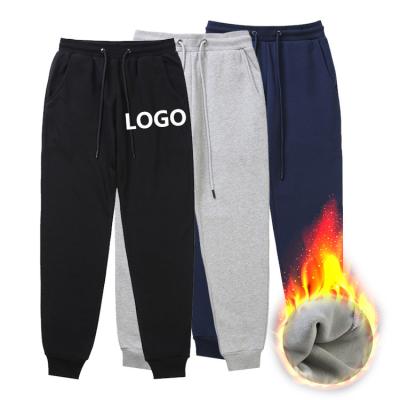 China Custom Winter Thick Casual Heavy Jogger Men's White Fleece Print High Quality Cotton Fleece Breathable Streetwear Sweatpants for sale