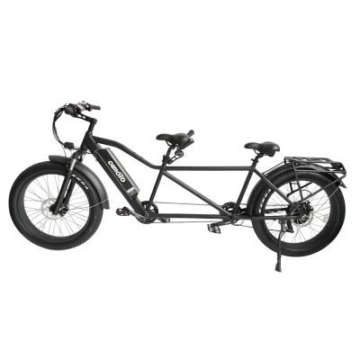 China Aluminum Alloy USA Couples Beach Fun E-vehicle Tandam 2 Seats E-bike 48V 500W 750W 1000W Motor 26 Inch Fat Tire Electric Bicycle for sale