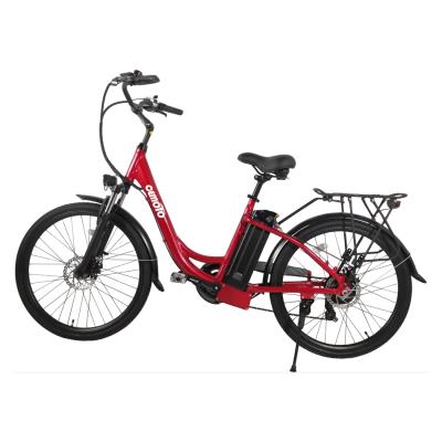 China Aluminum Alloy Easy Vendor Brushless Motor 48V Fitted Lithium Battery 26 Inch Stage City Electric Bicycle For Women for sale