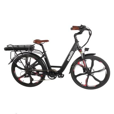 China Promotion New Arrivals 48V 350W Rear Carrier Lithium Battery Aluminum Alloy 26 Inch Stage City Electric Bicycle For Lady for sale