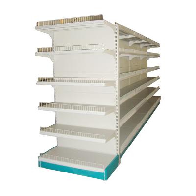 China XINBAIHUI Heavy Duty Double Sided Double Side Plain Supermarket Back Shelf For Sale With Guardrail Display Advertising Products Shelf for sale