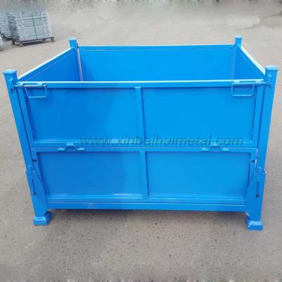 China Metal Folding Box Storage Cage Turnover Box Metal Grid Metal Panel Folding Box for sale