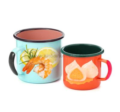 China Latest Design High Quality Enamel Coffee Mugs Viable With Full Mug Logo For Promotion Gift And Daily Using for sale