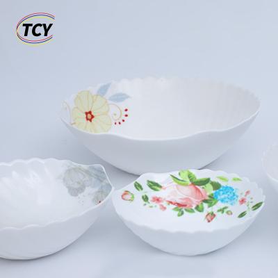 China Tempered Heat Resistant Viable Shell Bowl Color Box Glass Opal Glassware Dinnerware 10pcs Dinnerware Set Dish Shape Customized for sale