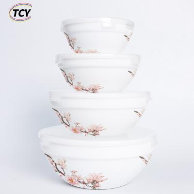 China Modern Design Disposable Tempered Opal Glassware 4 Bowl Set Microwave Cool-keeping Safe Dinner Dining Unbroken Plate Set Tableware Set for sale