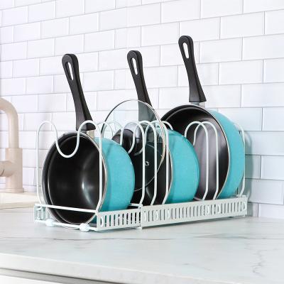 China Scandinavian Viable Kitchen Organizer Pots And Pans Rack Kitchen Storage Rack Lid Knife Holder for sale