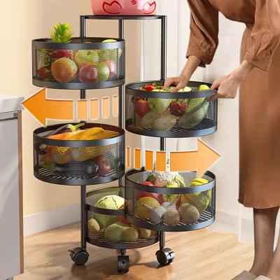 China Amazon Stored Hot Selling Vegetables and Fruit Storage Basket Buffet Storage Rack Seasoning Rack Metal Kitchen Rotating Shelf for sale