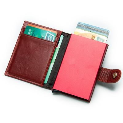 China RFID Blocking Protect New Product RFID Blocking Card Holder Leather Aluminum Wallet for sale