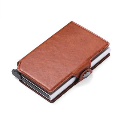 China RFID Blocking Protect 2021 New Style Men's Business Casual Wear Card Bank Fashion Automatic Wallet With Custom Logo for sale