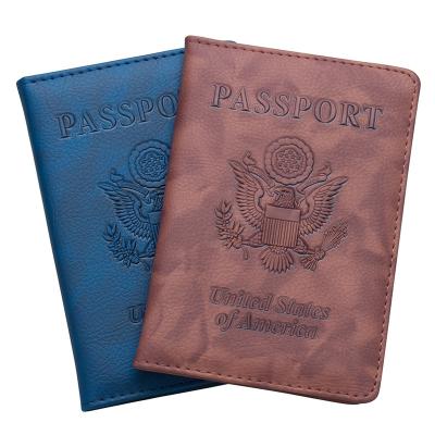 China American Vintage Lychee Pattern Passport Holder PU Embossed Passport Cover Ticket Holder Card Holder for sale