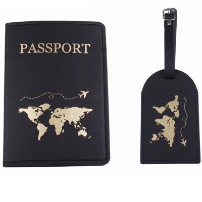 China Durable Wholesale Bulk Travel Tag PU Passport Holder Blank Leather Luggage Tag Set for sale