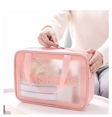 China Portable Large Capacity Clear Toiletry Bag Fashion Travel Storage Bag Waterproof Frosted Cosmetic Bag for sale