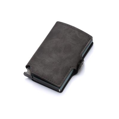 China RFID Blocking Protects Credit Card Holder Box Vintage Mini Safe Aluminum RFID Single Card Holder Purse for sale