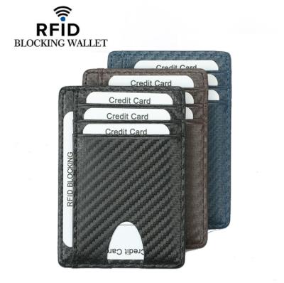 China RFID Blocking Protects RFID Wallets Business Card Holder Purse Bag Simple Mini Slim Carbon Fiber Credit Card Holder for sale