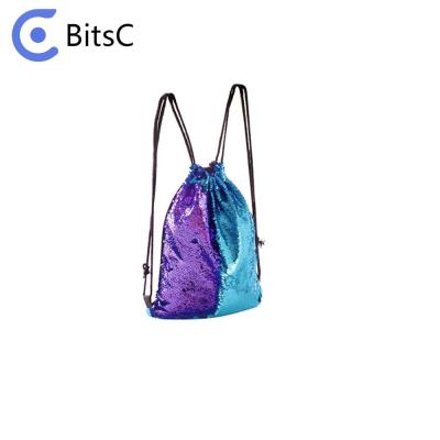 China Bling kind cool nik bling fashion glitter drawstring backpack glitter mermaid sequins magic glitter reversible string bag for sale