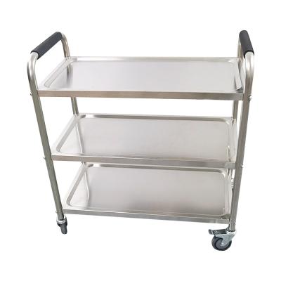 China Factory Customized Coffee Cart Three-layer Stainless Steel Trolley Hotel Kitchen Bathroom Shelf Cart Coffee Cart for sale