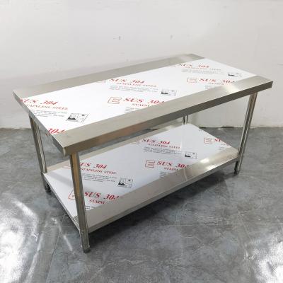 China Luxury Customized Kitchen Stainless Steel Work Table Bench Food Prep Table Without Backsplash for sale