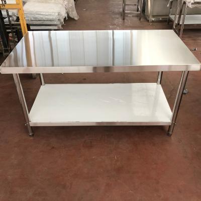 China 201/304 stainless steel apply to hospital factory hotel double layer stainless steel table custom stainless steel tool bench for sale