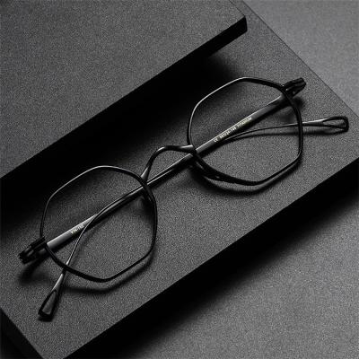 China Japan Design Classic Ultra Light Titanium Men's Optical Frame Hexagonal Pure Titanium Eye Glass Sight Retro for sale