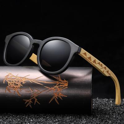 China New designer sunglasses 2021 high quality fashion round luxury custom retro bamboo wood polarized sunglasses for men and women 2022 for sale