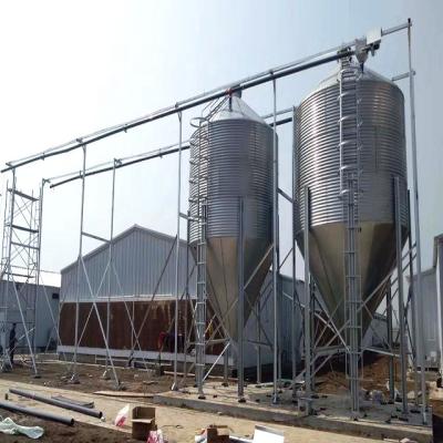 China Hot Galvanized Steel Poultry Farm Chicken Feed Layers Feeding Equipment Automatic Broiler Feed 10/15/20 Ton Silo System For Chicken Cage Farms for sale