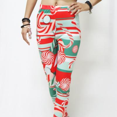 China New Arrival Xmas Items Anti-Wrinkle Lady Skinny Stretchy Sexy Casual Long Pants With Printed Flare Legging Pants Autumn for sale