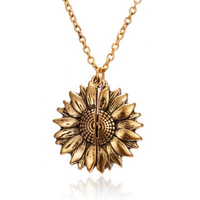 China CLASSIC Wholesale High Quality Sunflower Necklace You Are My Sunflower Alloy Flower Short Clavicle Chain for sale