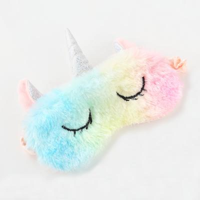 China Eye Protection Plush Toys Travel Blindfold Women Cute Plush Blanket Girls Plush Horn Sleeping Eye Cover for sale