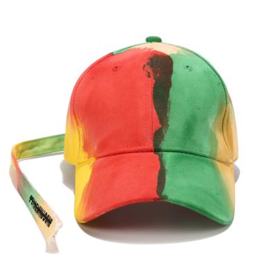 China COMMON 2021 Fashion Loose Style Fashion Women Men Lovers Colorful Tie Dye Printing Baseball Cap Hat With Band for sale