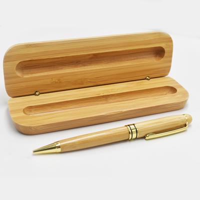 China Promotional Pen Custom Logo Engraved Luxury Gift Bamboo Ball Pen With Bamboo Case Box for sale