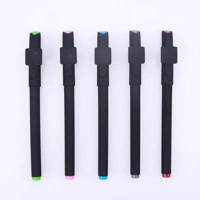 China Normal Popular Brand Black 0.5mm Rubber Coated Gel Pen Blue Ink With Customized Logo for sale