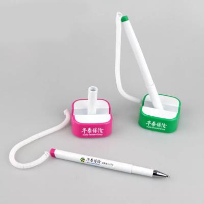 China Pen Quality Promotional Logo Promotional Desk Pen Table Pen Counter Pen with Base for sale