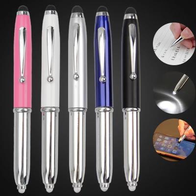 China Promotional Light Pen Multi Functional Laser Led Pen Stylus Touch Screen 4 in 1 Metal Ballpoint Pen with Custom Logo for sale