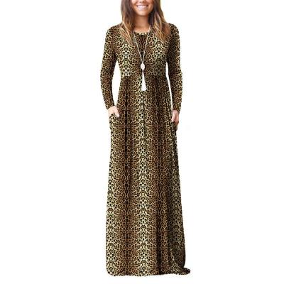 China Wholesale Anti-Static Fashion Women's Dresses Long Sheath Long Leopard Print Dress for sale