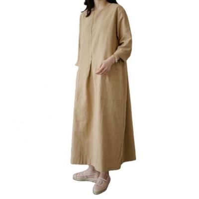 China 2021 Women's New Fashion Anti-Static Plus Size Simple Simple Front Open O Neck Long Sheath Muslim Dress for sale