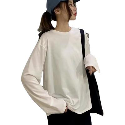 China Wholesale Women Anti-Wrinkle Anti-Wrinkle Plus Size Tops Long Sleeve T-shirt Clothing Solid Color O-neck Loose Dots Hot Selling Casual T-shirt for sale