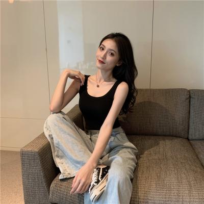 China 2021 Top Vest Short High-waisted Anti-Wrinkle Anti-Wrinkle Crop Design For Women Summer Solid Color Sleeveless Tops Shirts for sale