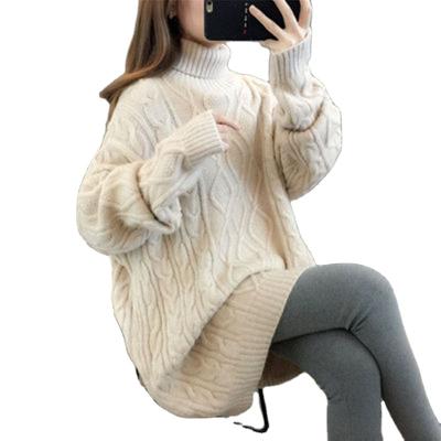 China Turtle Breathable Long Neck Knitwear Sweater For Women's Autumn And Winter Loose Thickened Knitting Sweater The New for sale