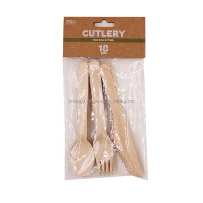 China Disposable Factory price wholesale disposable tableware wooden outdoor cutlery set for sale