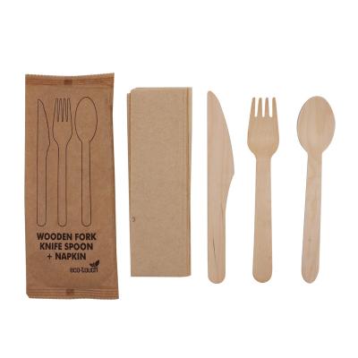 China Factory Sale Disposable Food Grade 16cm Birch Eco-Friendly Wooden Cutlery Set for sale