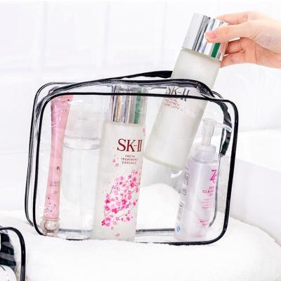 China Logo Clear Cosmetic Packaging Custom Make Recyclable Bags PVC Cosmetic Bag With Zipper for sale