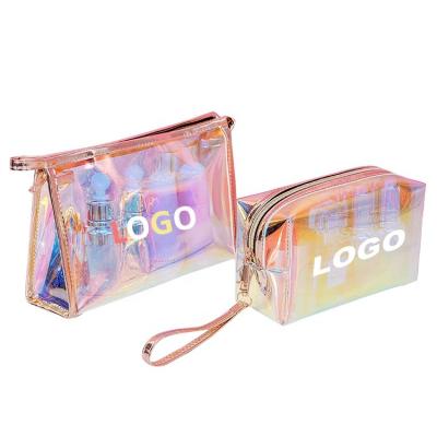 China Laser Reflective Color Custom Cosmetic Pouch Organizer Cute Clear Travel PVC Bags Holographic Mini Makeup Bag for sale